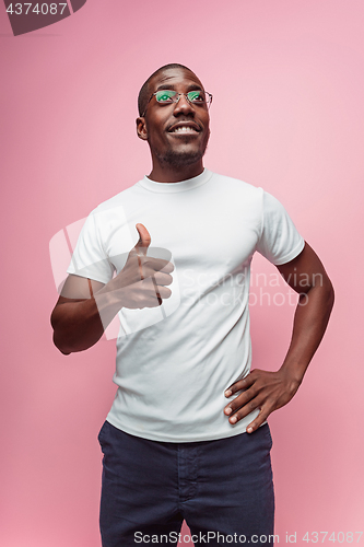 Image of Portrait of a very happy afro American man