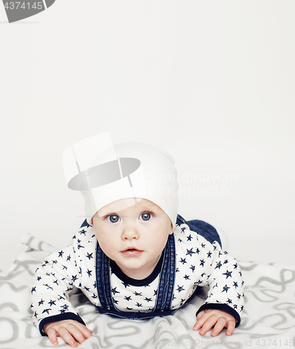 Image of little cute baby boy close up isolated, adorable kid