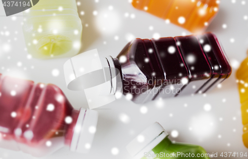 Image of bottles of different fruit or vegetable juices