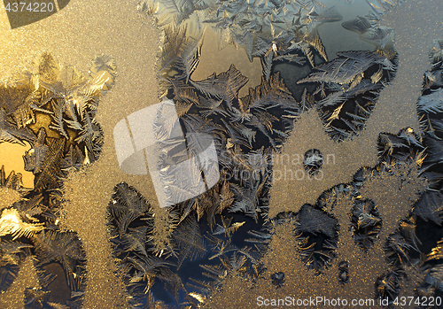 Image of Beautiful natural ice pattern on glass