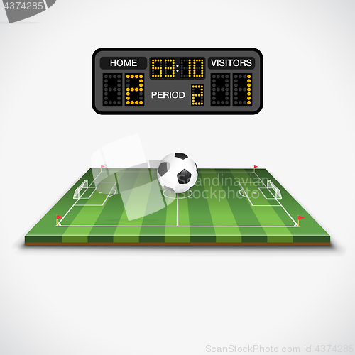 Image of Soccer Field, Ball and Scoreboard