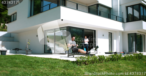 Image of Rowing Machine on terrace of beautiful villa