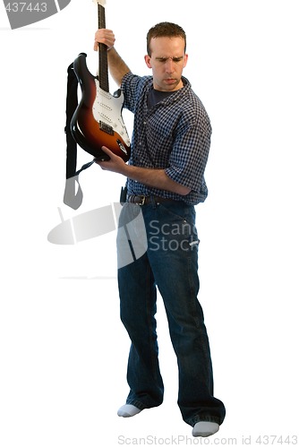 Image of Man Throwing Electric Guitar