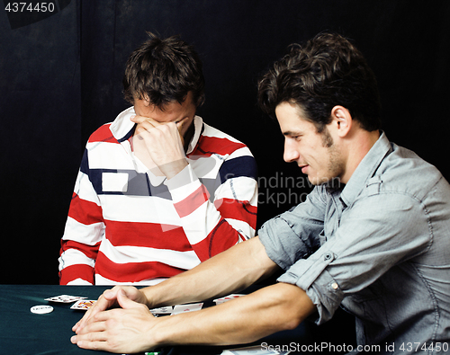 Image of young people playing poker, lifestyle people concept