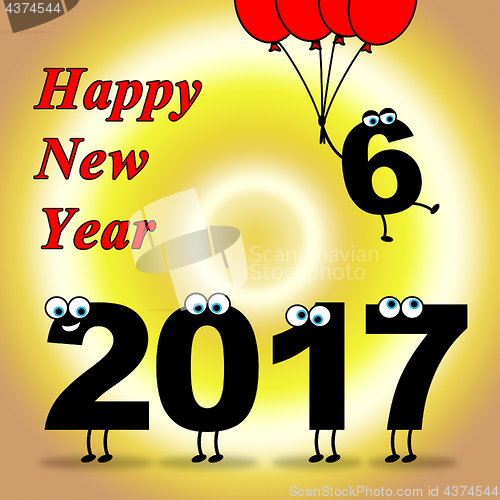 Image of Twenty Seventeen Indicates Happy New Year And Celebrate