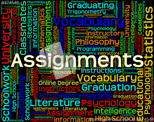 Image of Assignments Word Represents Exercise Tasks And Undertaking