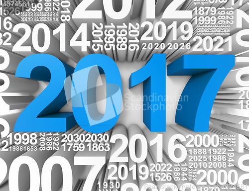 Image of Twenty Seventeen Indicates Happy New Year And Annual 3d Renderin
