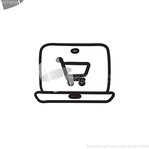 Image of Online shopping sketch icon.