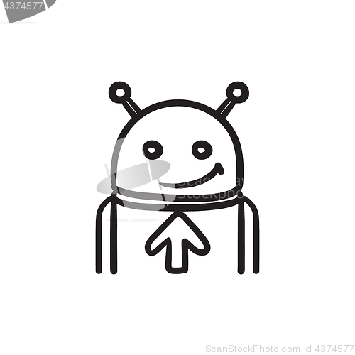 Image of Android with arrow up sketch icon.