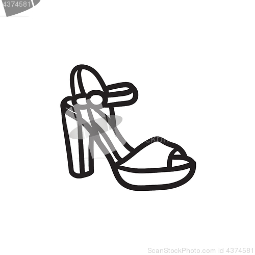 Image of High-heeled sandal sketch icon.