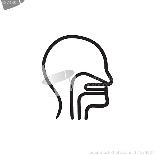 Image of Human head with ear, nose, throat sketch icon.