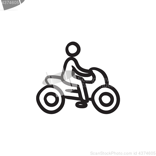 Image of Man riding motorcycle sketch icon.
