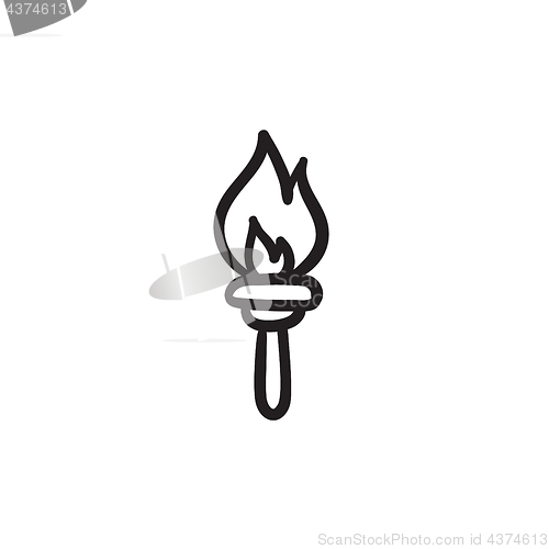 Image of Burning olympic torch sketch icon.