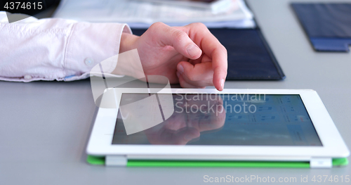 Image of office and teamwork concept - group of business people having a 