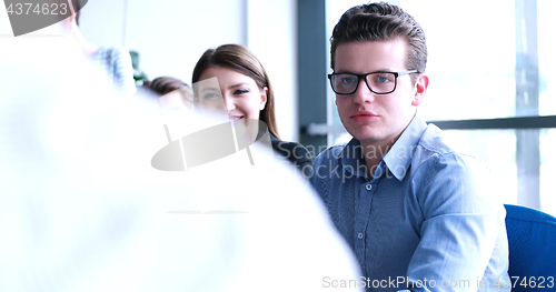 Image of Business Team At A Meeting at modern office building