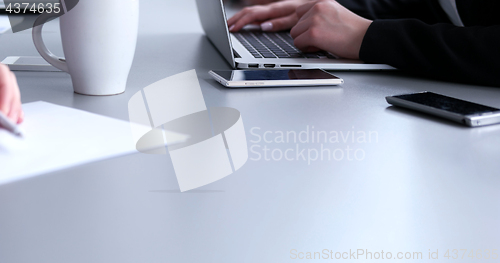 Image of office and teamwork concept - group of business people having a 