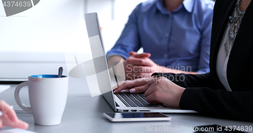 Image of office and teamwork concept - group of business people having a 