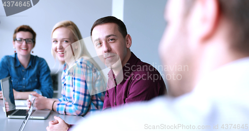 Image of Business Team At A Meeting at modern office building