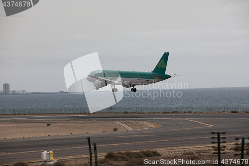 Image of ARECIFE, SPAIN - APRIL, 15 2017: AirBus A320 of Aer Lingus ready