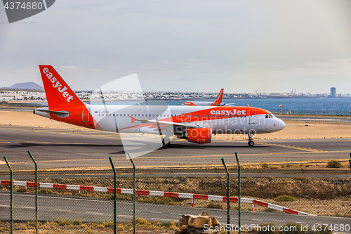 Image of ARECIFE, SPAIN - APRIL, 15 2017: AirBus A320 - 200 of easyjet re