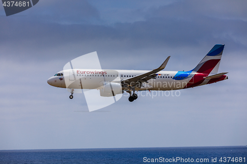 Image of ARECIFE, SPAIN - APRIL, 15 2017: AirBus A320 - 200 of Eurowings 