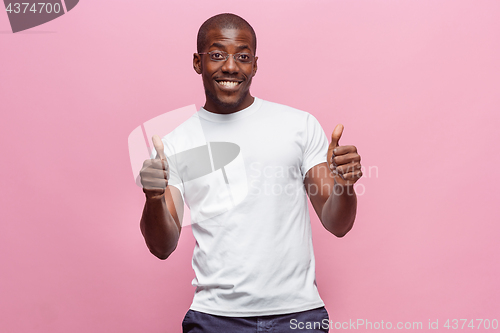 Image of Portrait of a very happy afro American man