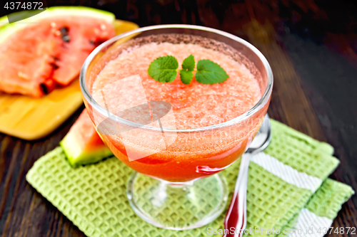 Image of Jelly airy watermelon with mint on dark board