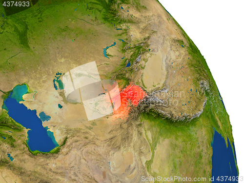 Image of Map of Tajikistan in red