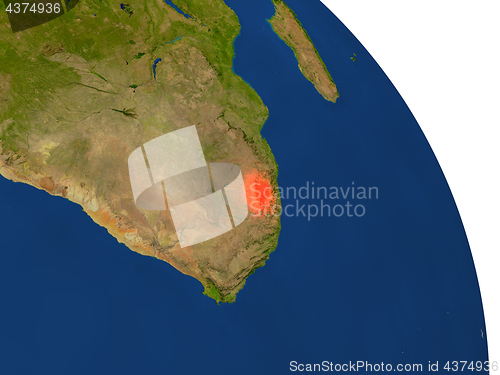 Image of Map of Lesotho in red