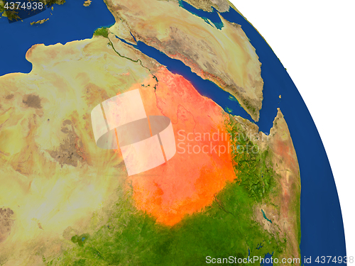 Image of Map of Sudan in red