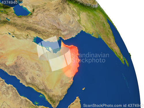 Image of Map of Oman in red