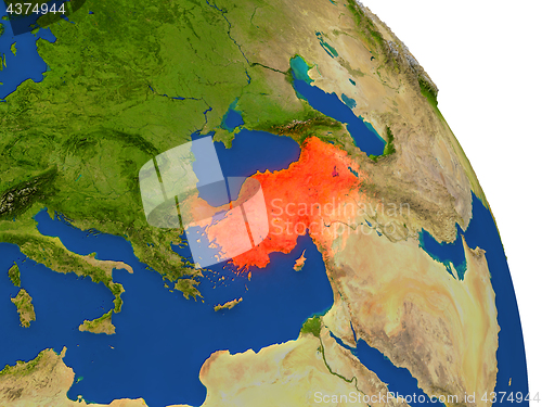 Image of Map of Turkey in red