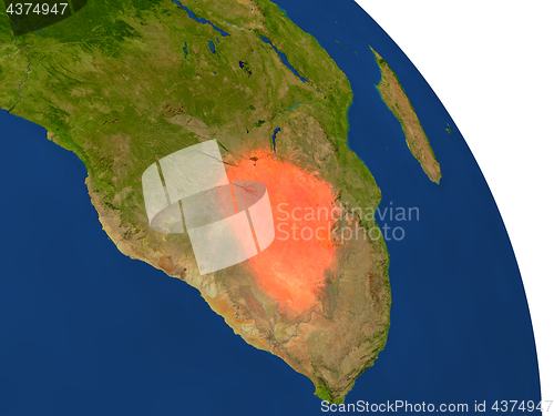 Image of Map of Botswana in red