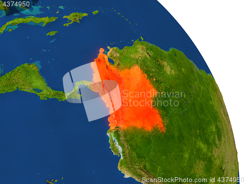 Image of Map of Colombia in red