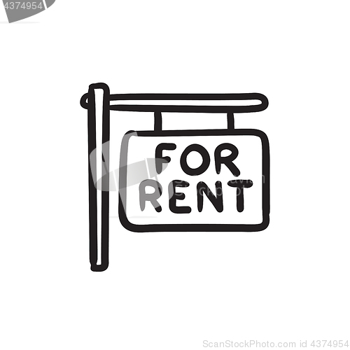 Image of For rent placard sketch icon.