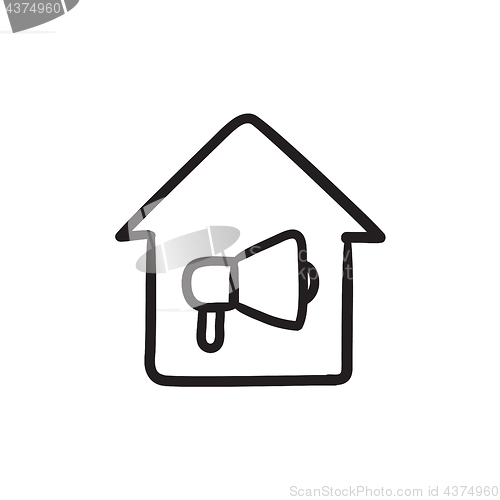 Image of House fire alarm sketch icon.