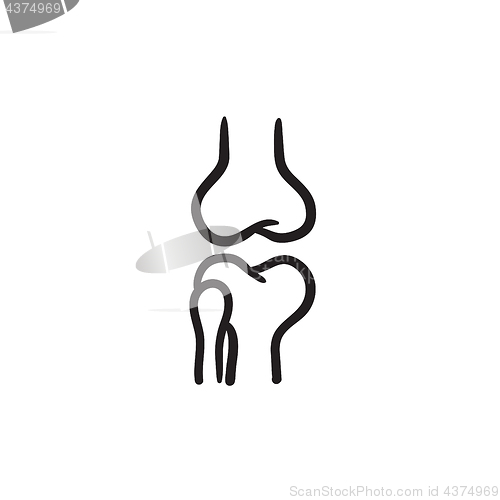 Image of Knee joint sketch icon.