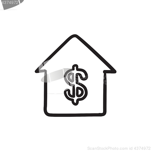 Image of House with dollar symbol sketch icon.