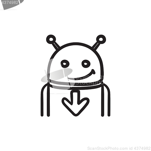 Image of Android with arrow down sketch icon.