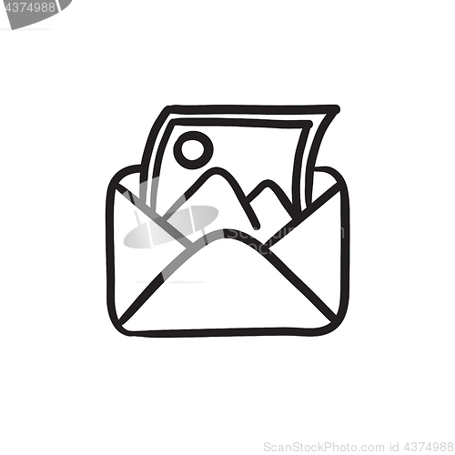 Image of Envelope mail with photo sketch icon.