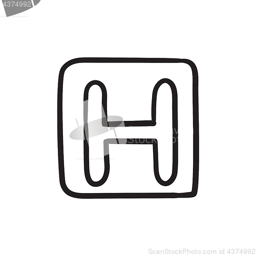 Image of Hospital sign sketch icon.