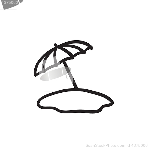 Image of Beach umbrella sketch icon.