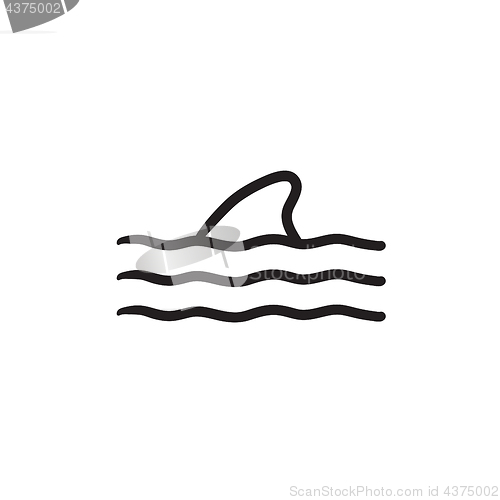 Image of Dorsal shark fin above water sketch icon.