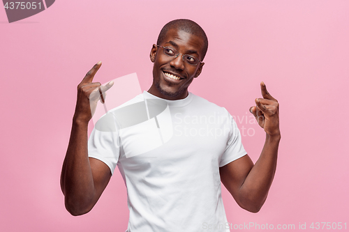 Image of Portrait of a very happy afro American man