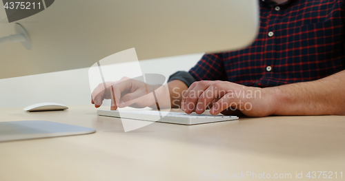 Image of office and teamwork concept - group of business people having a 