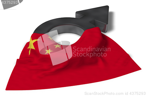 Image of mars symbol and flag of china - 3d rendering