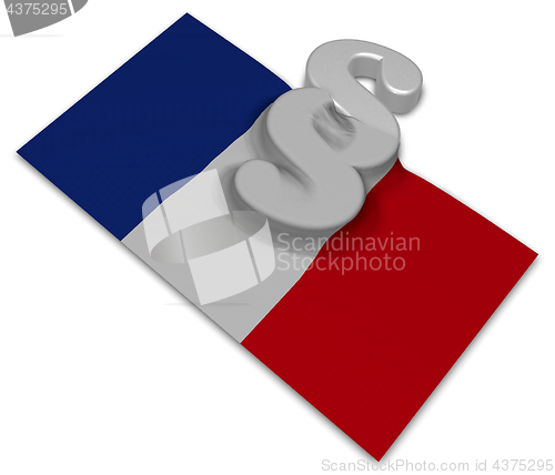 Image of paragraph symbol and flag of france - 3d rendering