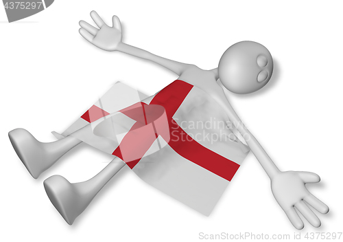 Image of dead cartoon guy and flag of england - 3d illustration