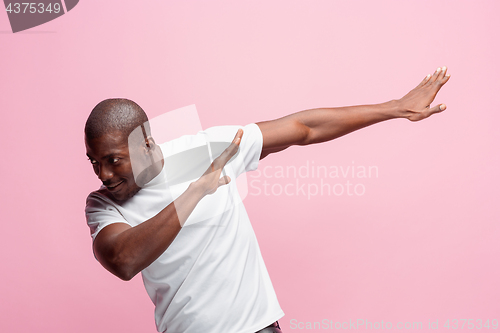 Image of Portrait of a very happy afro American man