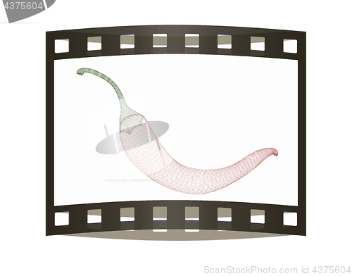 Image of chili pepper. 3d illustration. The film strip.